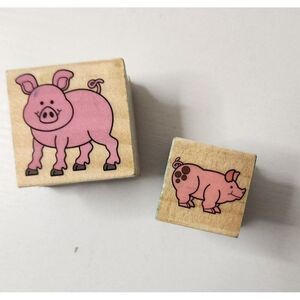 Pig Rubber Craft Stamps, Set of 2